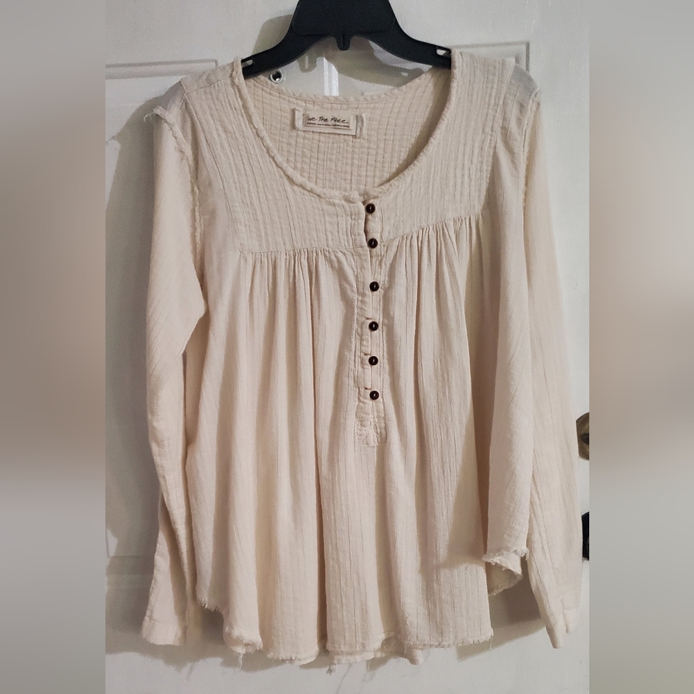 We The Free Cream Button-Up Blouse